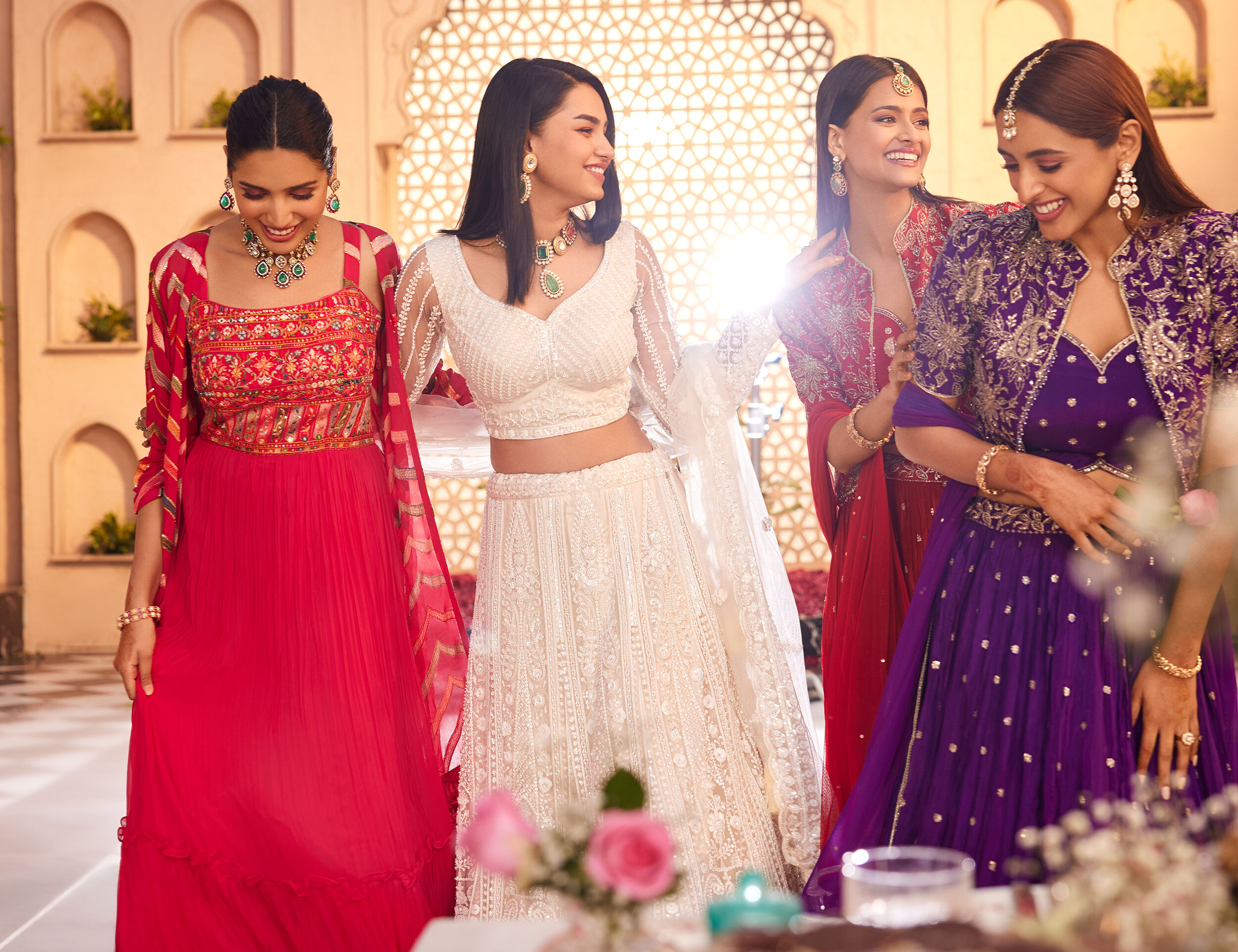 Womens flaunting their colourfull lehengas for wedding